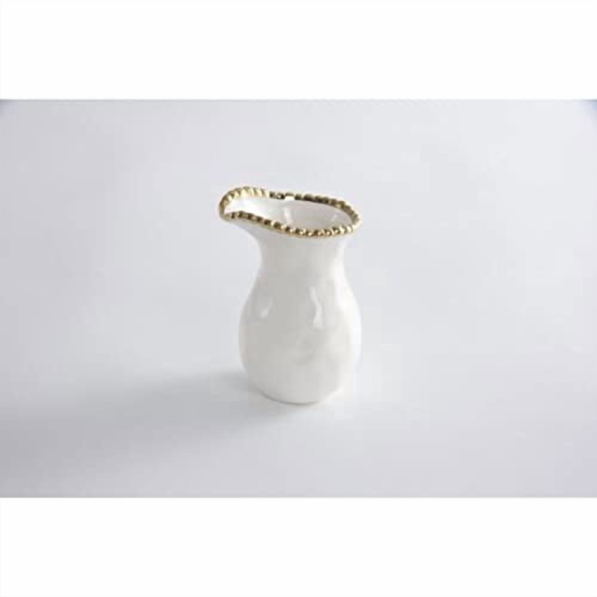 Pampa Bay Golden Salerno Creamer or Pitcher, 4" x 3.5" x 5.75", White and Trim Gold