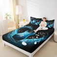 thumbnail image 4 of Manfei Dreamy Blue Guitar Twin Sheet Sets,Musical Instrument Twin Fitted Sheet,Music Melody Flat Sheet For Girls,Luxury Bedroom Decor,3 Pieces, 4 of 7