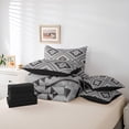 thumbnail image 6 of jejeloiu Ancient Bohemian Aztec 7 Pieces Bedding Comforter Set,Boho Exotic Style Full Bedding Set,Gray Rhombus Triangle Fitted Sheet Flat Sheet For Men Women,Breathable Home Decor Reversible, 6 of 8