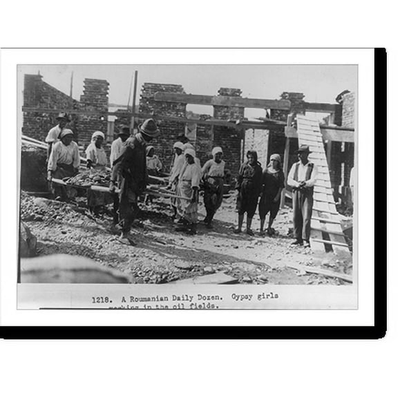 Historic Print, [Roumania] Roumanian Gypsy girls working in the oil fields, 16" x 20"