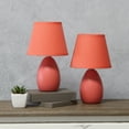 thumbnail image 4 of Creekwood Home Nauru 9.45" Traditional Petite Ceramic Oblong Bedside Table Desk Lamp Two Pack Set with Matching Tapered Drum Fabric Shade for Nightstand, End Table, Dorm, Orange, 4 of 5