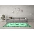 thumbnail image 3 of Ahgly Company Machine Washable Indoor Rectangle Abstract Turquoise Blue Modern Area Rugs, 7' x 10', 3 of 4