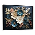 thumbnail image 3 of Designart "Spring Elegance Blue and Gold Flower Blooms" Oversized Floral Framed Wall Art - Traditional Blue Flowers Entryway Framed Wall Art Print, 3 of 7