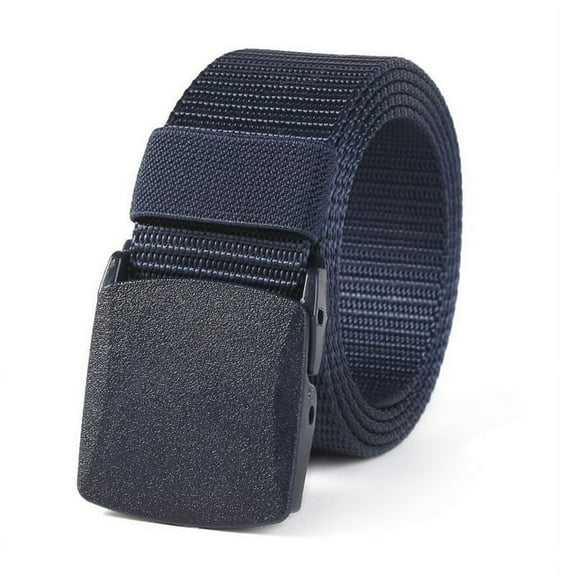 Janrevotw Men'S Elastic Stretch Belt, Men'S Metal-Free Plastic Buckle For Work Sports Stretch Belt （Blue)