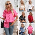 thumbnail image 2 of Women Short Sleeve Blouses Shirts Elegant V Neck Summer Fashion Work Casual Tops, 2 of 11