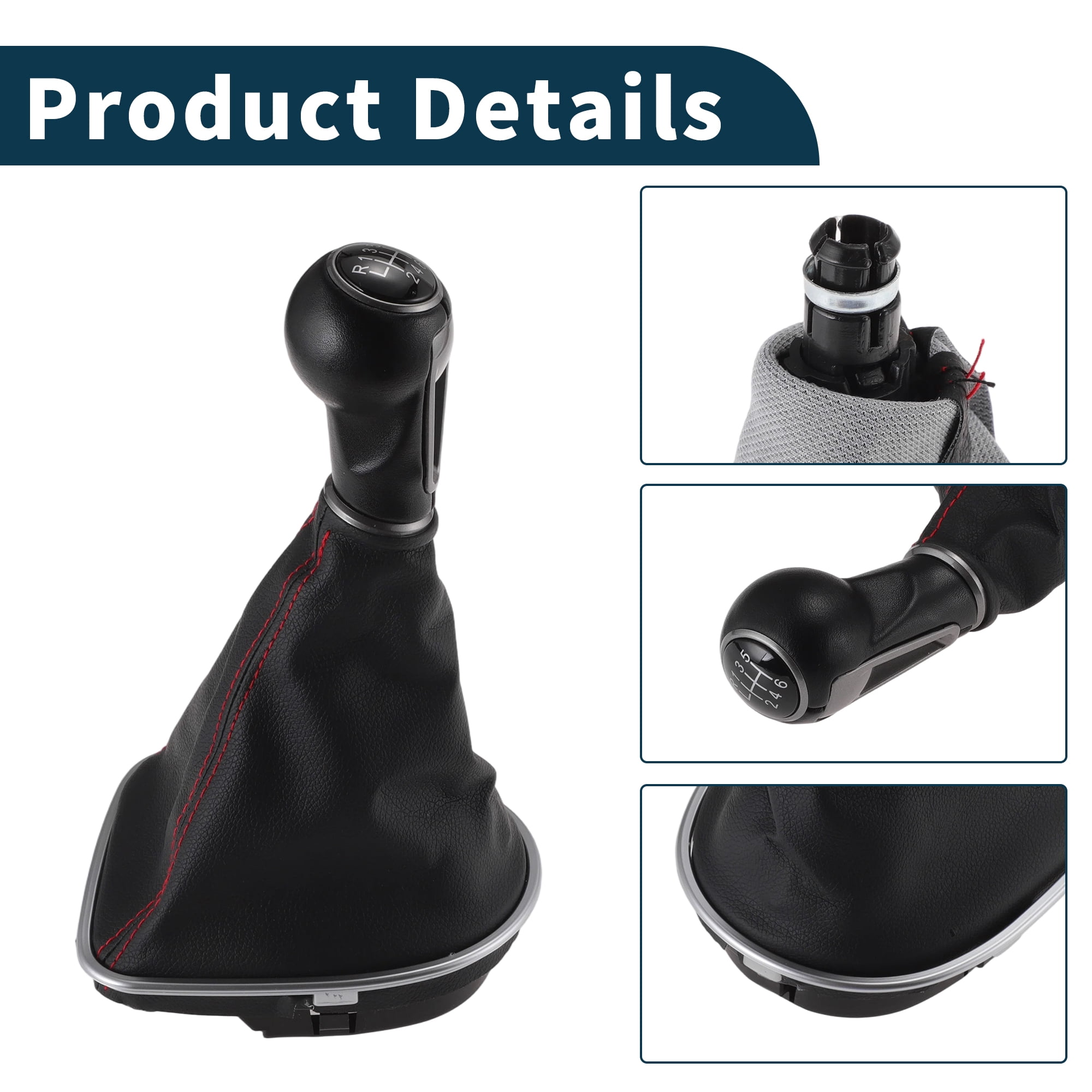 Unique Bargains Manual Transmission Gear Shift Knob Handle for Seat Leon II Toledo III Altea XL Shift Gear Lever Knob Gearstick Gaiter Boot Cover Plastic Leather