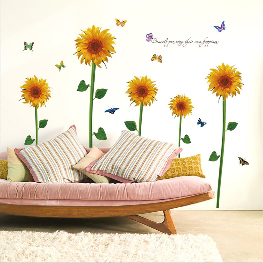 Wall Sticker Removable Sunflower Pattern Room Sticker Wall Decor Sticker