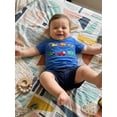 thumbnail image 5 of BemeyourBBs Toddler Baby Boy Summer Clothes Infant Baby Boys Summer 2 Piece Outfit Excavator Truck Airplane Embroidery Short Sleeve T Shirt and Elastic Waist Solid Pockets Shorts Set, 5 of 9