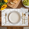 thumbnail image 4 of White Marble Placemats Set of 4, Modern Abstract Art Ink Painting Placemats for Dining Table, Place Mats for Kitchen Tabletop, Waterproof Wipeable Dining Table Mats Set, 4 of 9