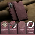 thumbnail image 5 of Compatible With Samsung Galaxy S22 Ultra Phone Case Full Coverage Dustproof Shockproof Kickstand Card Pocket Synthetic Leather Solid Color Luxury Lightweight Wallet Case,Winered, 5 of 12