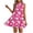 Hot Pink, variant on qucoqpe Womens Summer Dress Fashion Casual Floral Printed Sleeveless Round Neck Mini Dress Loose Flowy Pleated Hem Sundress