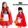 thumbnail image 3 of Disfraz de Caperucita Roja de Halloween para niña con capa, vestido de princesa, traje de cuento de hadas para actuación de Navidad para niños, 3 of 5