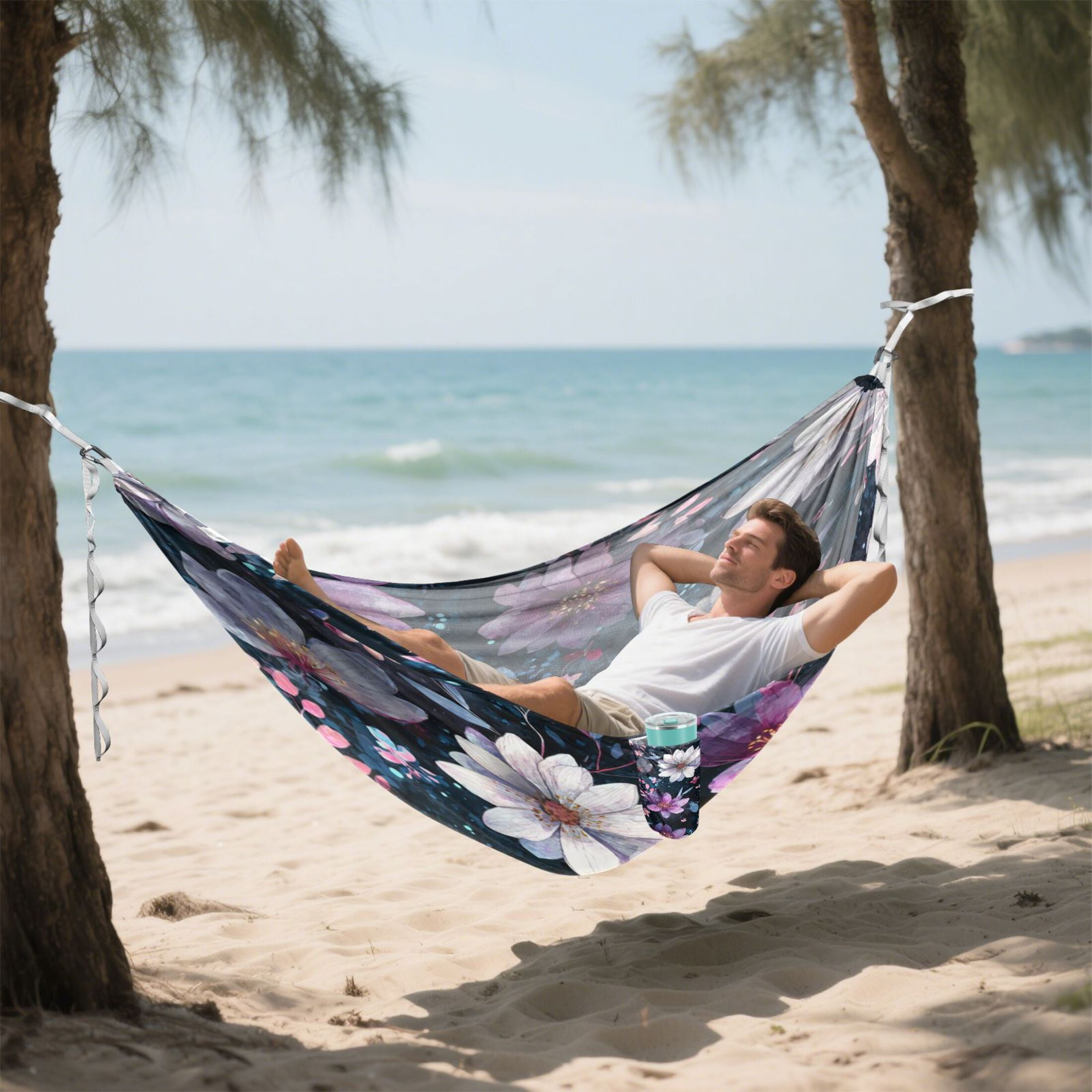 Hammock Camping Hammock Nylon Portable Hammock Travel Camping Hammock Purple Flowers
