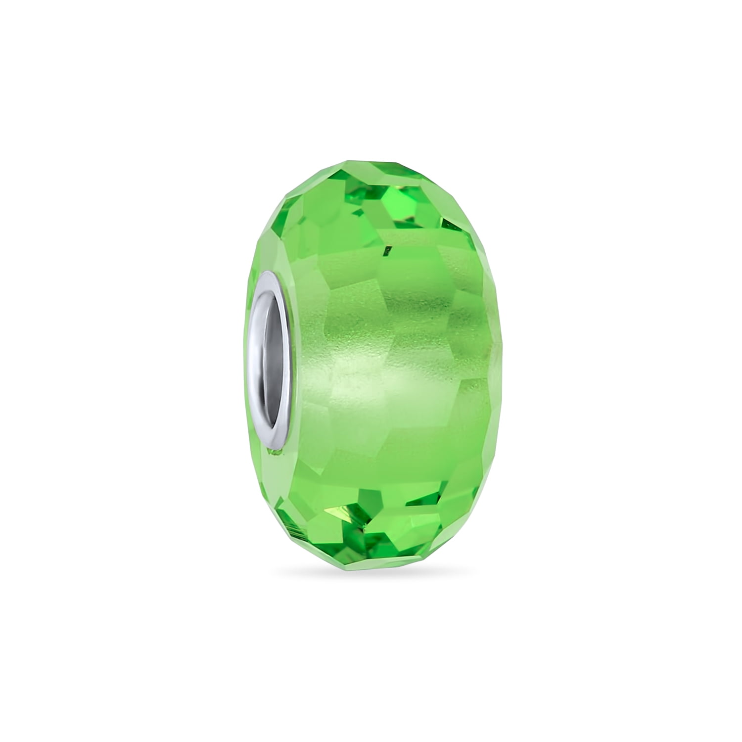 Translucent Solid Color Murano Faceted Glass Charm Bead For Women For Teen 925 Sterling Silver Core More Colors
