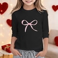 thumbnail image 2 of XUELUO Big Girls T-Shirts Three Quarter Sleeve Crew Neck Pink Bow Print Tee Cute Gentle Soft Valentine'S Day Spring Cozy Tee, 2 of 4