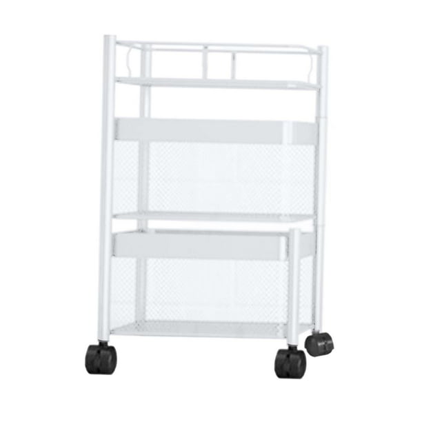 Carro de almacenamiento de servicio pesado, cestas de malla, carro rodante, estantes de almacenamiento de baño con ruedas, carro de peluquero rodante, 2 niveles y blanco