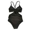 thumbnail image 4 of KOMOO Women Swimsuits One Piece,Leopard Print Hollow Skinny Fit Bathing Suit High Waist Bathing Suits Tummy Control Swimsuit, 4 of 6