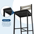thumbnail image 2 of Space-Saving 3-Piece Bar Table and Chairs Set for 2 – Counter Height Dining Table with 3-Tier Storage, Wine Rack, Padded Stools – Perfect for Small Apartments, Rustic Brown & Black, 2 of 8