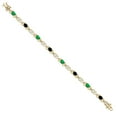 thumbnail image 3 of Gem Stone King 18K Yellow Gold Plated Silver Green Nano Emerald and Black Onyx and Lab Grown Diamond Bracelet for Women | 3.21 Cttw | Gemstone May Birthstone | Oval 6X4MM | Length 7.25 inches, 3 of 6