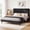 Black, variant on Exnote King Size Upholstered Platform Bed Frame with Adjustable Double-Cushion Headboard, No Box Spring Needed, Heavy Duty Wood Slats Support, Beige