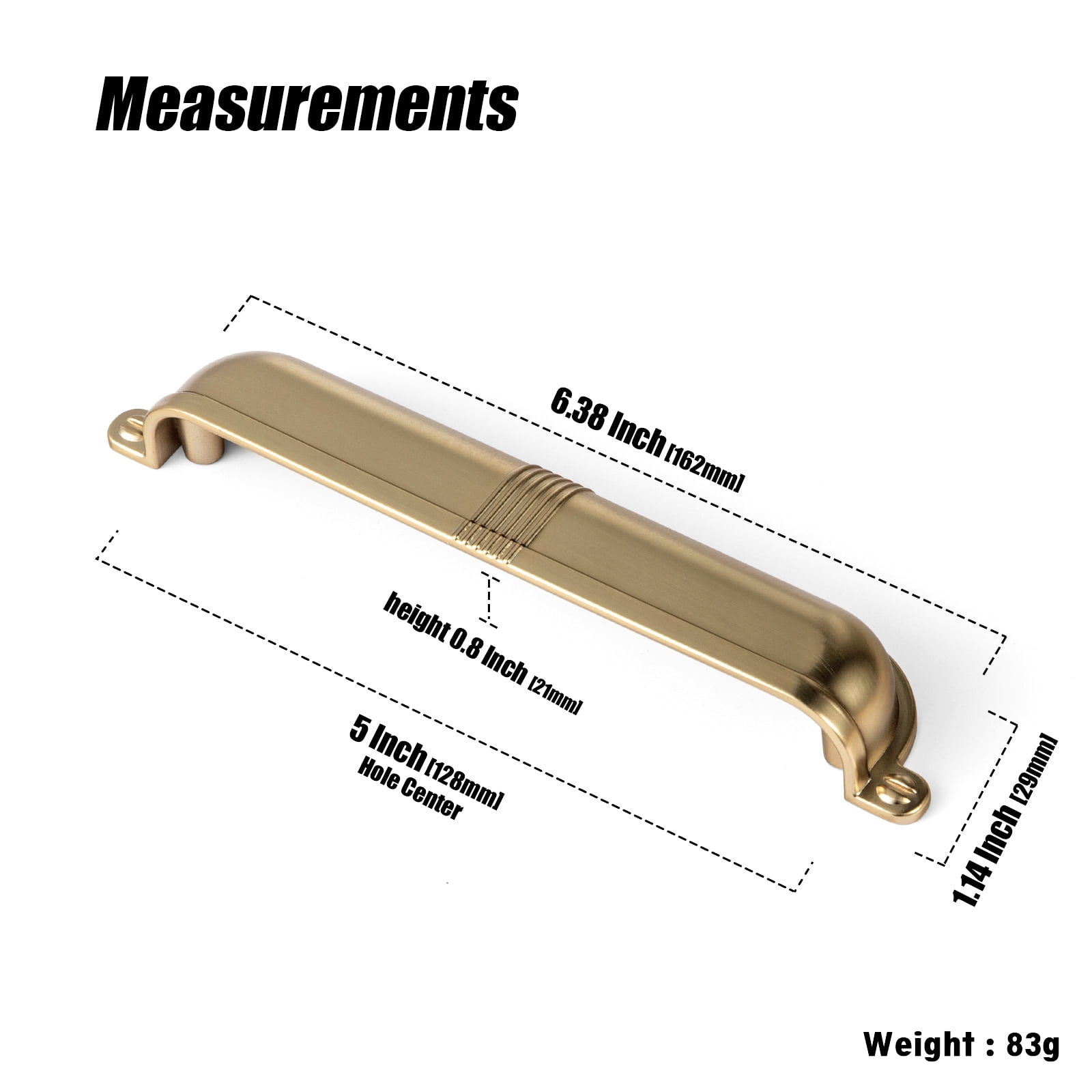 Goo-Ki 5''(128 MM) Hole Centers Champagne Bronze Cabinet Handles, Luxury Zinc Alloy Cabinet Cup Pulls for Dresser,Drawer,and Cupboard, 6 Pack