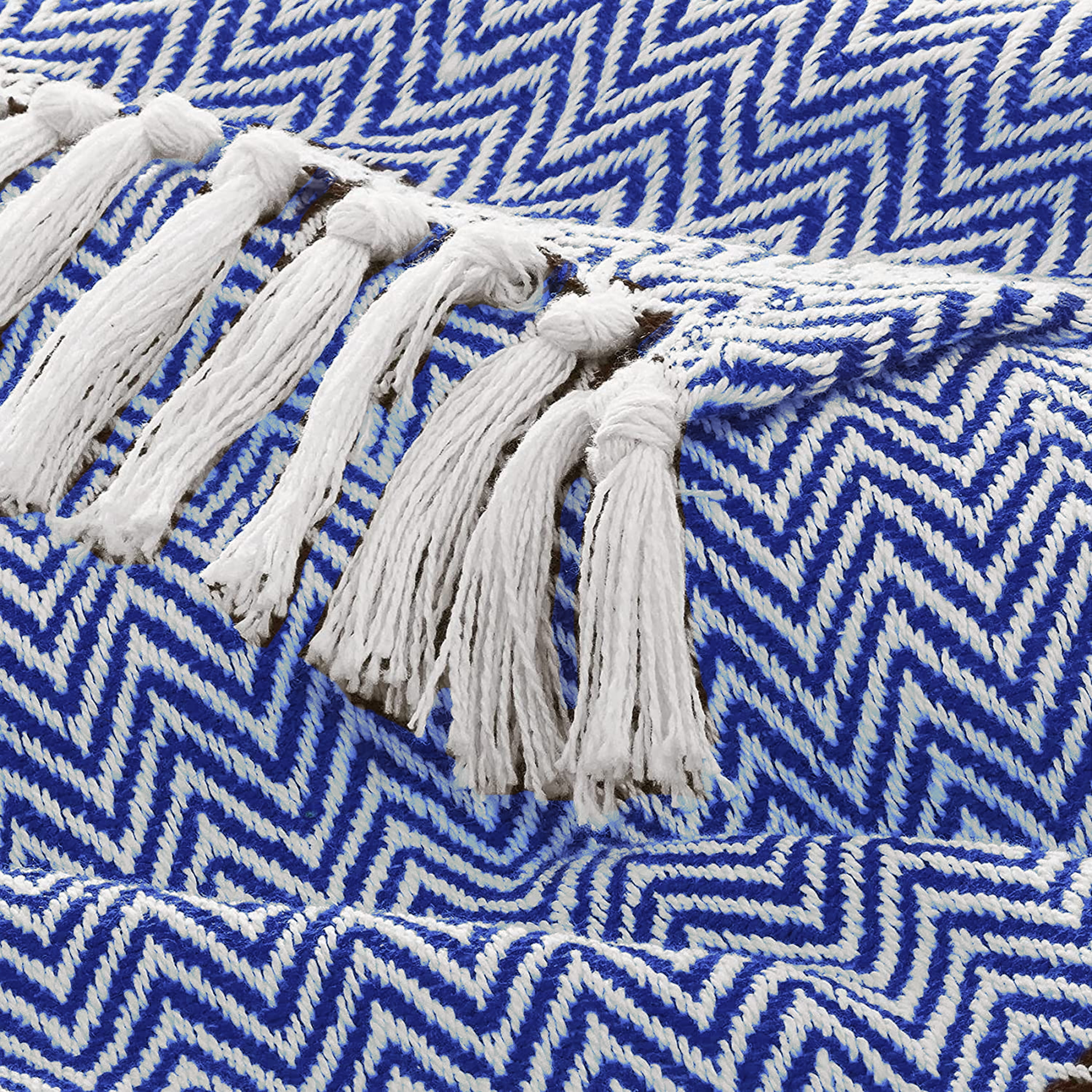 Throw Blanket for Couch Chevron Herringbone 50" x 60" - All Seasons Lightweight Cozy Soft Woven Blankets & Throws for Bed Farmhouse and Sofa - Cotton with Decorative Fring