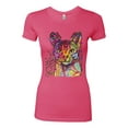 thumbnail image 2 of Wild Bobby Dean Russo Colorful Cat Abyssinian Cat Lover Women Slim Fit Junior Tee, Hot Pink, Large, 2 of 5