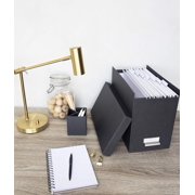 Bigso John Fiberboard Label Frame Desktop File Storage Box | Dark Grey