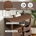 thumbnail image 3 of Fluted Floor Bathroom Cabinet with Sliding Door, Modern 3 Drawers Storage Organizer with Adjustable Shelf, Mid Century Bathroom Storage Cabinet with Curved Edge for Bathroom Dining Room (Brown), 3 of 7