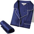 thumbnail image 2 of Womens Silk Satin Pajamas Set Sleepwear Loungewear,Classic Navy Blue, 2 of 5