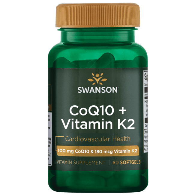 Swanson Coq10 + Vitamin K2 60 Softgels