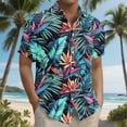 thumbnail image 2 of Yteetum Men's T Shirts Under $5.00 s Hawaiian Floral Print T Shirts Casual Button Down Short Sleeve Lapel Beach Summer T-Shirts, 2 of 7