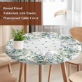 thumbnail image 5 of Mouse Tailings Round Fitted Table Cover Eucalyptus Leaves Plants Watercolor Waterproof Table Cloth with Elastic Edge Wipeable Tablecloth for Picnic Camping Party Fits 45"-54" Diameter, 5 of 8