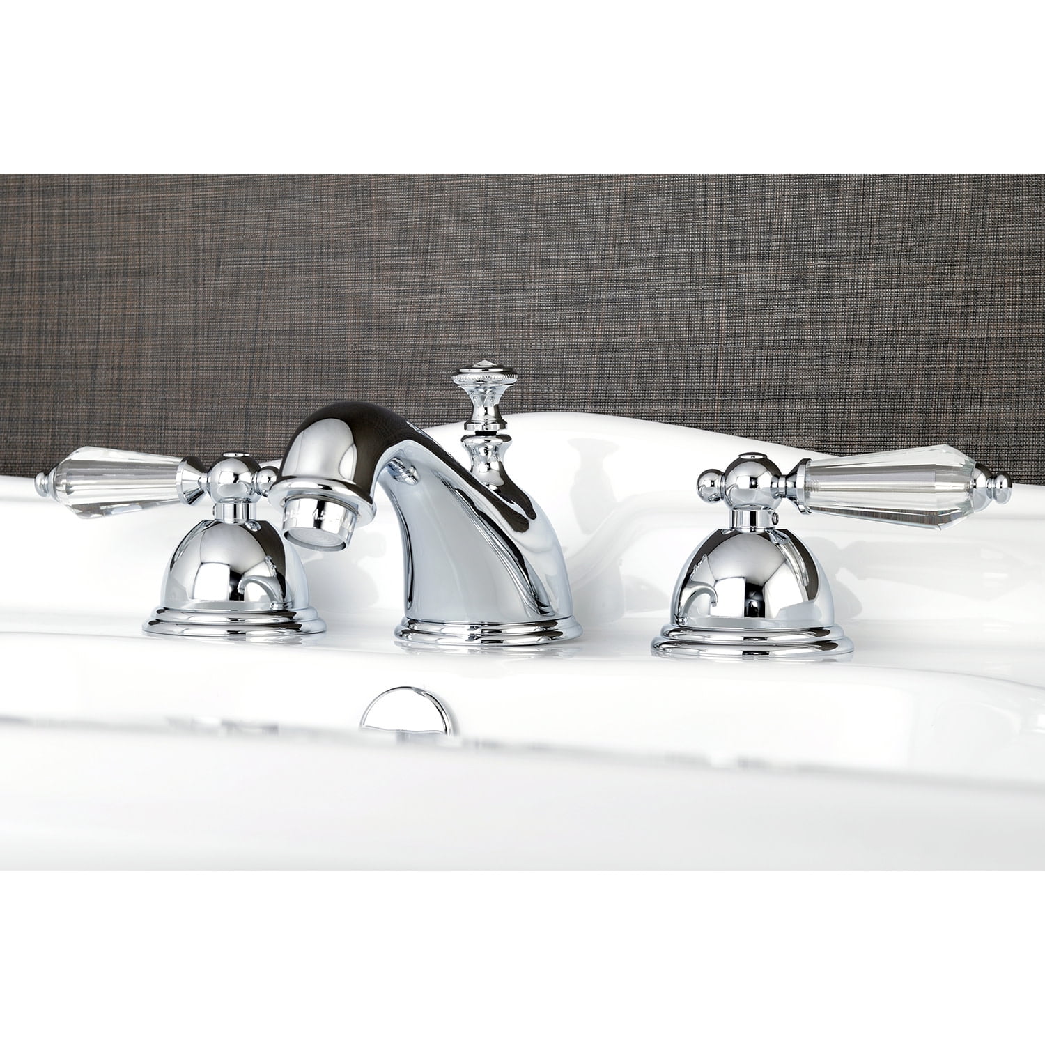 Kingston Brass KS3962WLL Widespread Lavatory Faucet with Crystal Lever Handle, Polished Brass