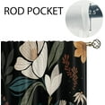 thumbnail image 5 of Boho Black Floral Kitchen Curtains Rustic Flower Bathroom Curtains Window Treatment Drapes Tier Botanical Plant Country Vintage Cafe Small Bedroom Short Curtain 2 Panels 27.5x39 Inch, 5 of 6