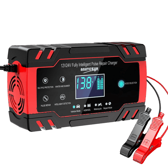 12V/8A 24V/4A Automatic Smart Battery Charger/Maintainer with LCD Display Pulse Repair Charger Pack for Car, Lawn Mower, Motorcycle, Boat, SUV and More by DFITO