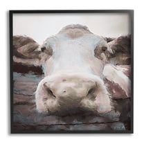 Stupell Industries Farm Cow Abstraction Animals & Insects Painting Black Framed Art Print Wall Art, 17 x 17