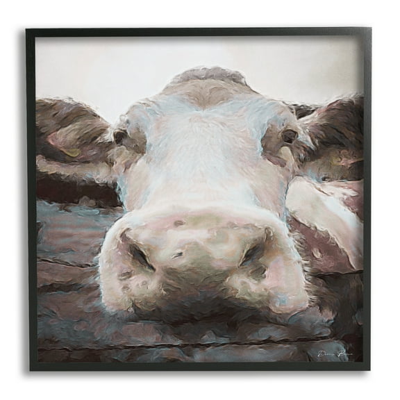 Stupell Industries Farm Cow Abstraction Animals & Insects Painting Black Framed Art Print Wall Art, 17 x 17
