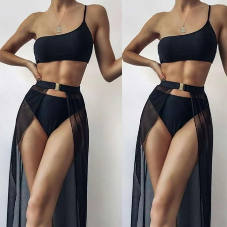 

Finelylove Womens Swimsuits Padded Sport Bra Style Bikini Black S