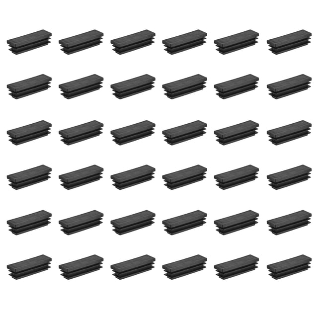 Uxcell 36 Pack Tapón de Agujero Plástico Rectangular, 2"x9/16"(50x15mm) Tapas de Tubo de PE que se Adaptan a Patas de Muebles de 0.5-2mm de Grosor, Tapones para Tubos de Patas de Sillas y Mesas, Negro