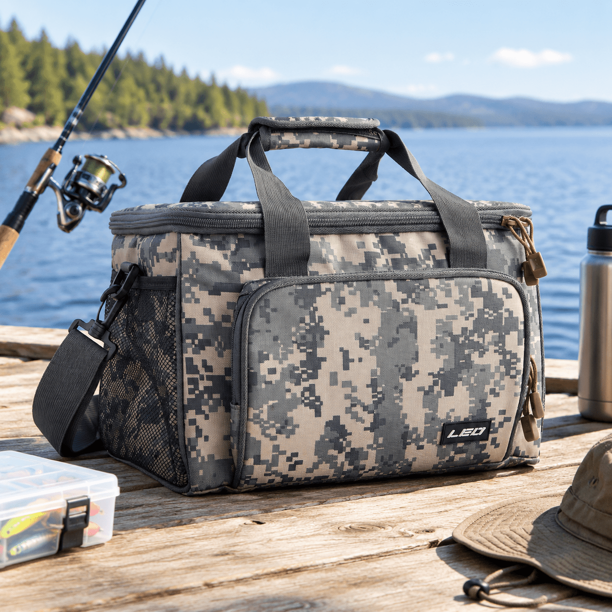 Fishing Tackle Bag 23l Portable Crossbody Sling Pack Camo