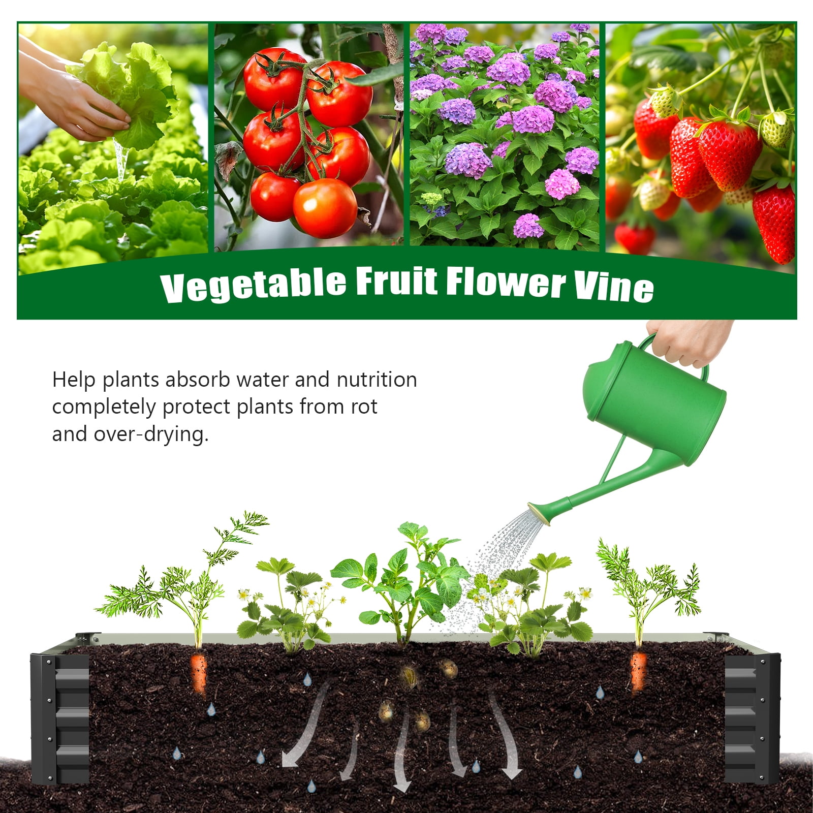 Slsy 3 in 1 Galvanized Raised Garden Bed with 85in Tall Arch Trellis for Climbing Vegetables Flowers Herbs, Metal Raised Garden Bed Kit with Trellis, Plant Ties, Climbing Supporting Netting