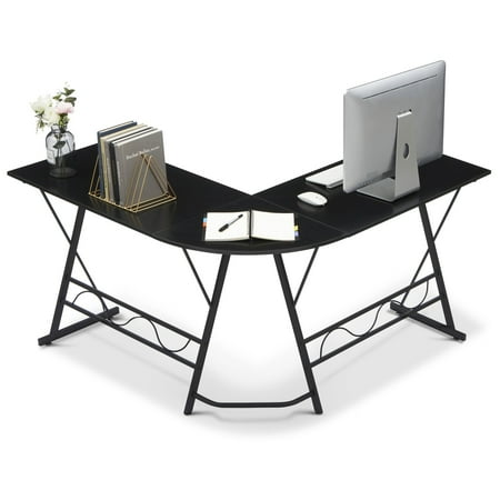 UPC: 8429381038433 | Ivinta L-Shaped Computer Corner Desk  49.6 inch Black Home Office Desk  Writing Table Workstation Desk for Small Space