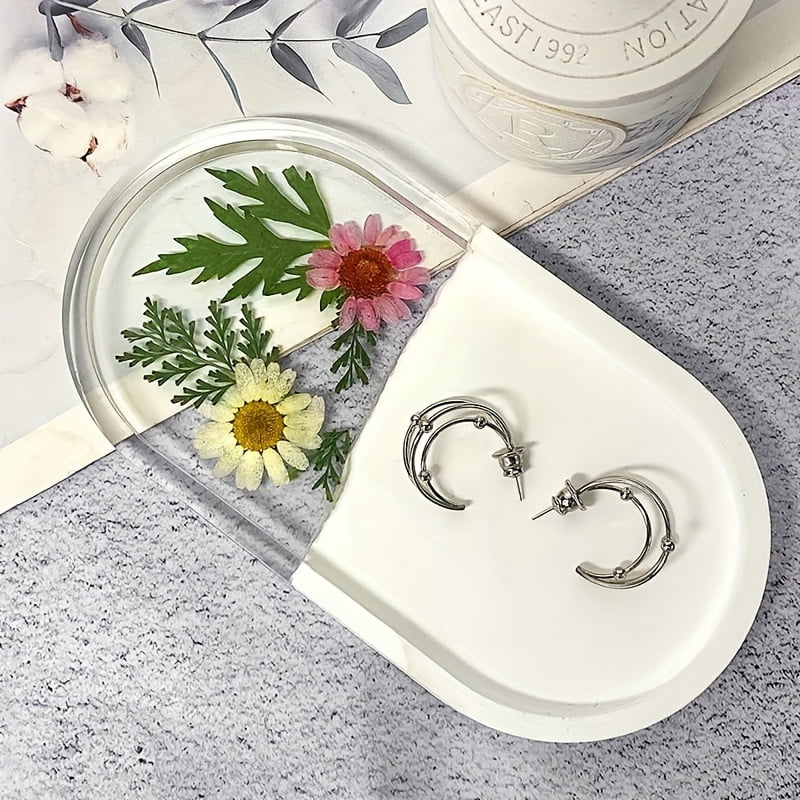 Silicone Molds, Set of 4 Oval Tray Molds, Jewelry Holder Resin Mold Silicone, Silicone Storage Molds for DIY Resin, Clay, Gypsum, Perfect for Home Decor