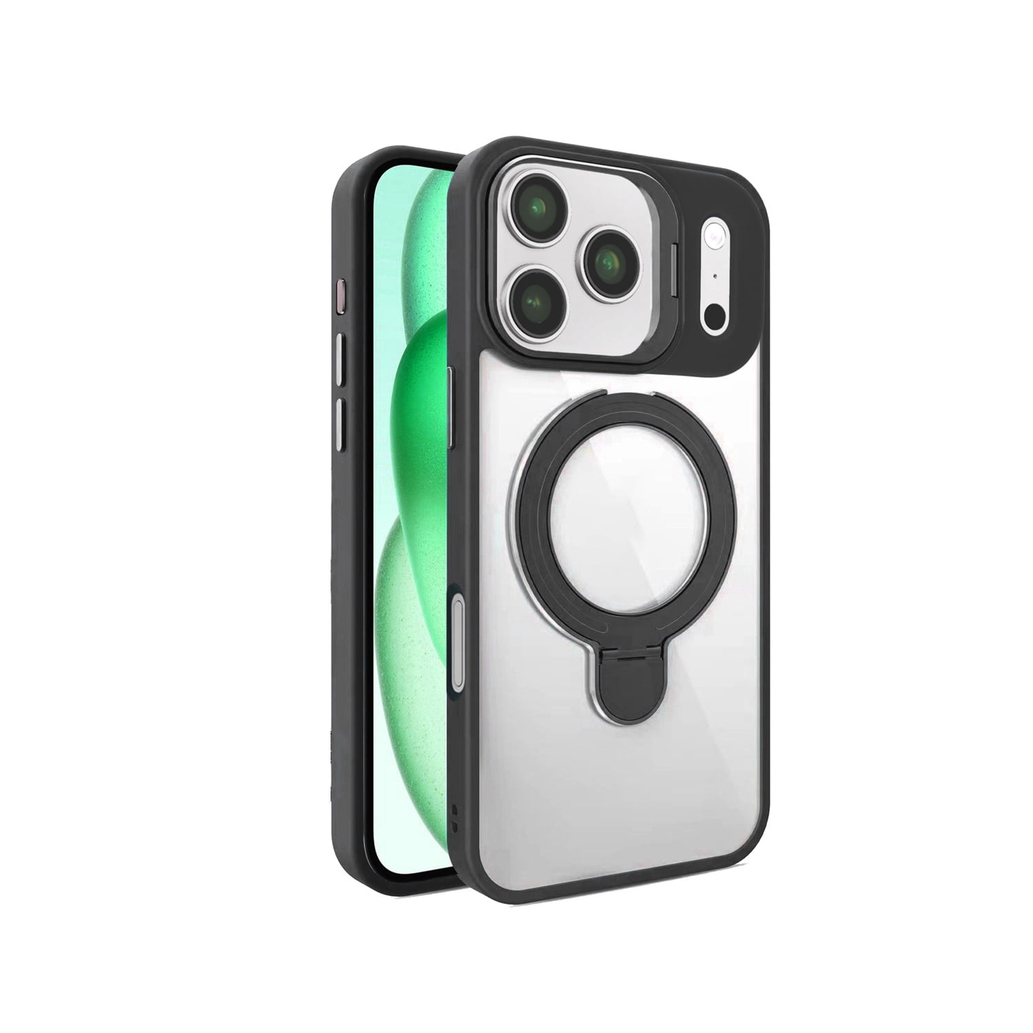 Magnetic Clear Case with 2 Kickstands & Camera Lens for iPhone 17 Pro Max