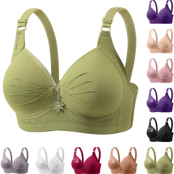 HNMKIU Bras for Women Solid Thin Comfortable Bra Daily Casual Light Support Wireless