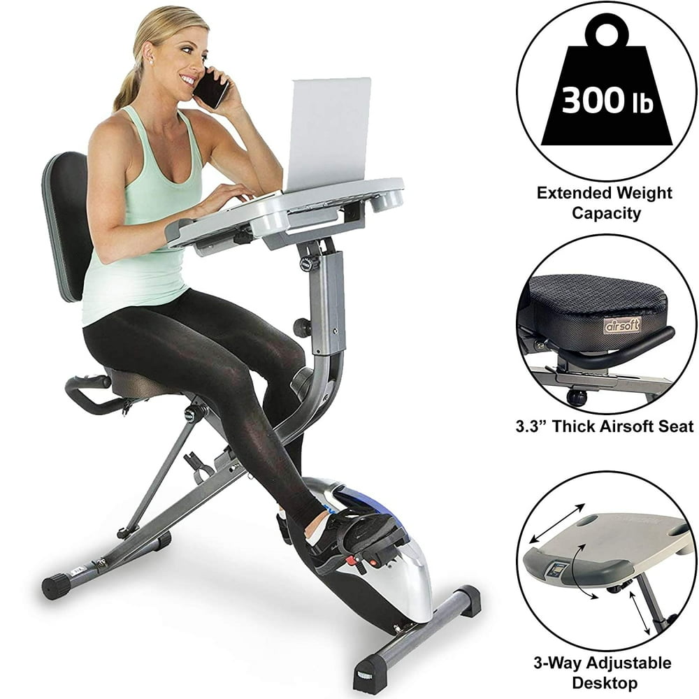 fortis home & office exercise bike with height adjustable desk