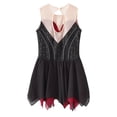 thumbnail image 4 of TiaoBug Kids Girls Glittery Figure Skating Dress Sleeveless Irregular Mesh Ballet Dancewear Burgundy 14, 4 of 7