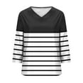 thumbnail image 4 of ylioge Satin T Shirts for Women Plus Size S-5X 3/4 Sleeve V Neck Tees Tops Womens Casual Color Block Pullover Basic Going-Out Work Blouses Top, 4 of 5