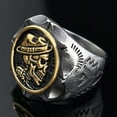 thumbnail image 2 of K-KED Men's Vintage Liberty Skull Ring Stainless Steel Biker Hip Hop Delicate Jewelry Punk Ring-15-Gold, 2 of 6